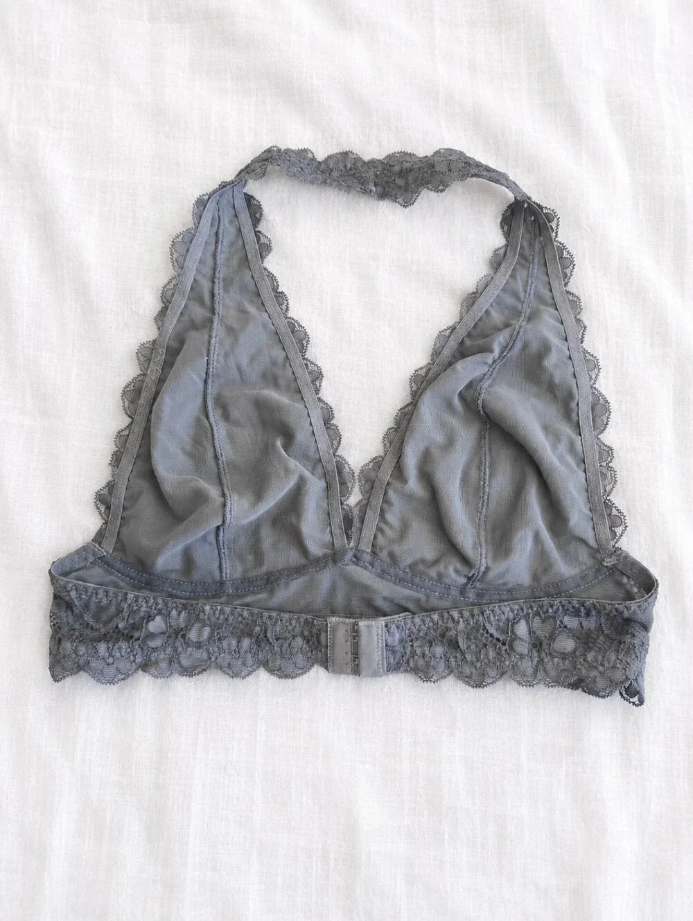Free People Grey Lace Halter Bralette in Slate Gray Size S
